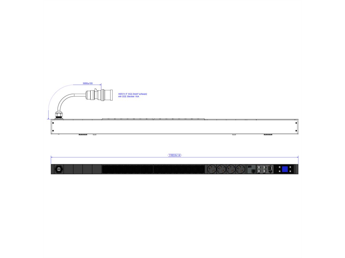 BACHMANN BN3000 16xC13 4xCEE7/3, Messung p.Ph.H05VV-F 3G2,5 CEE 16A Lan