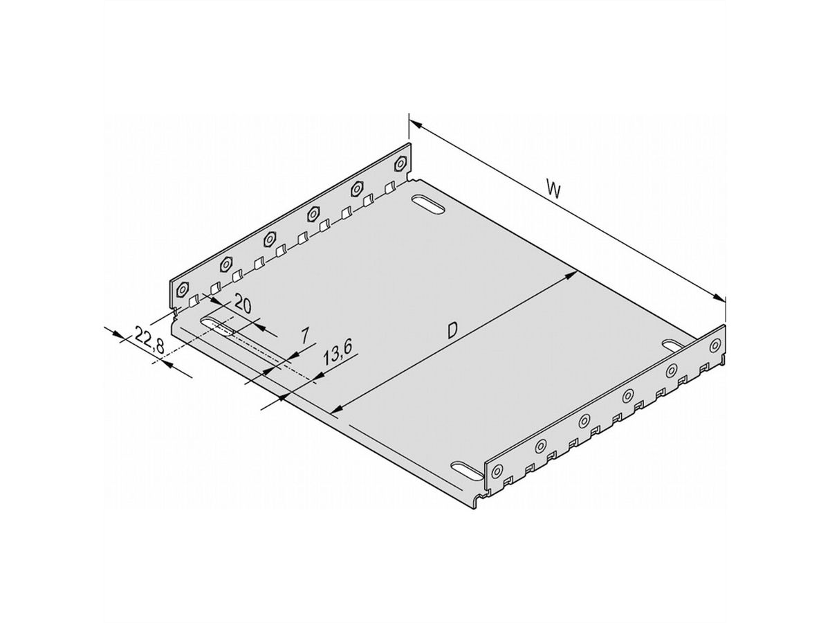 SCHROFF Montageplatte für Abdeckbleche - MONTAGEPLATTE 28TE 220T