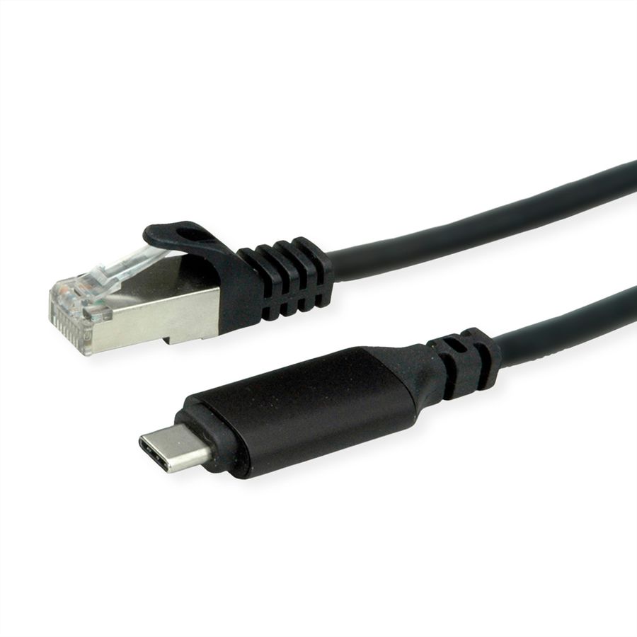 ROLINE USB-C zu Gigabit Ethernet Konverterkabel, schwarz, 3 m