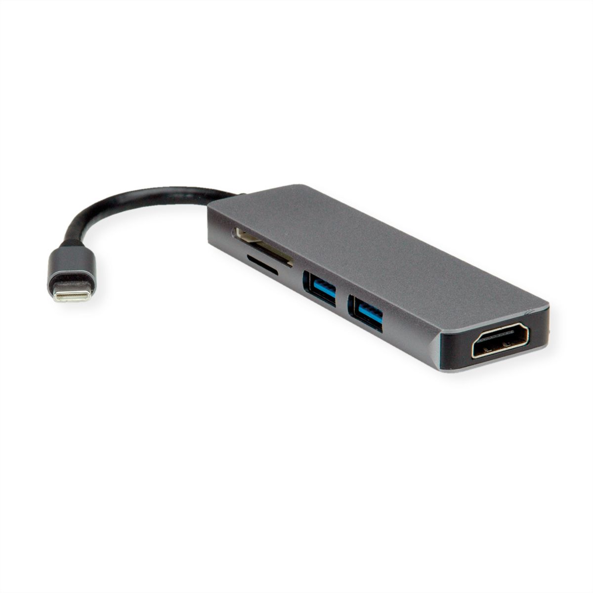 ROLINE Dockingstation USB Typ C, 4K HDMI, 2x USB 3.2 Gen1 (Typ A), SD/MicroSD