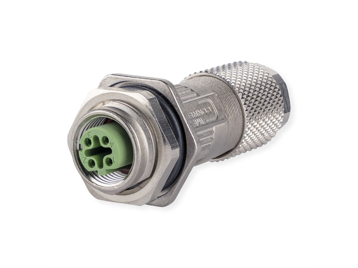 METZ CONNECT M12 / M12 connecteur codage D IP67 Cat. 5, Ø 6-9,7 mm à confectionner sur site avec bride