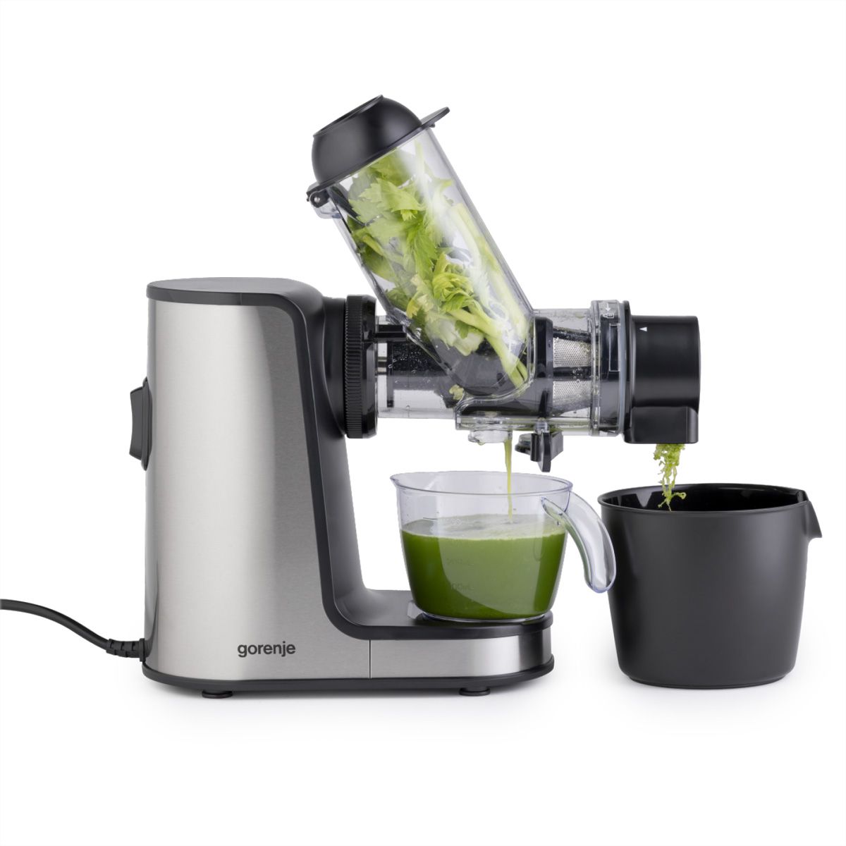 Gorenje Slow Juicer JC200BE, 200 W, noir/argent