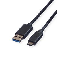 ROLINE GREEN USB 3.2 Gen 1 Kabel, USB A-C, ST/ST, schwarz, 0,5 m