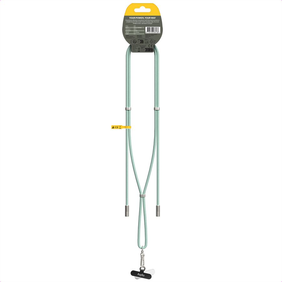 Câble de recharge et de synchronisation Aqiila Lanyard CL3, 60W, type C vers Lightning, vert