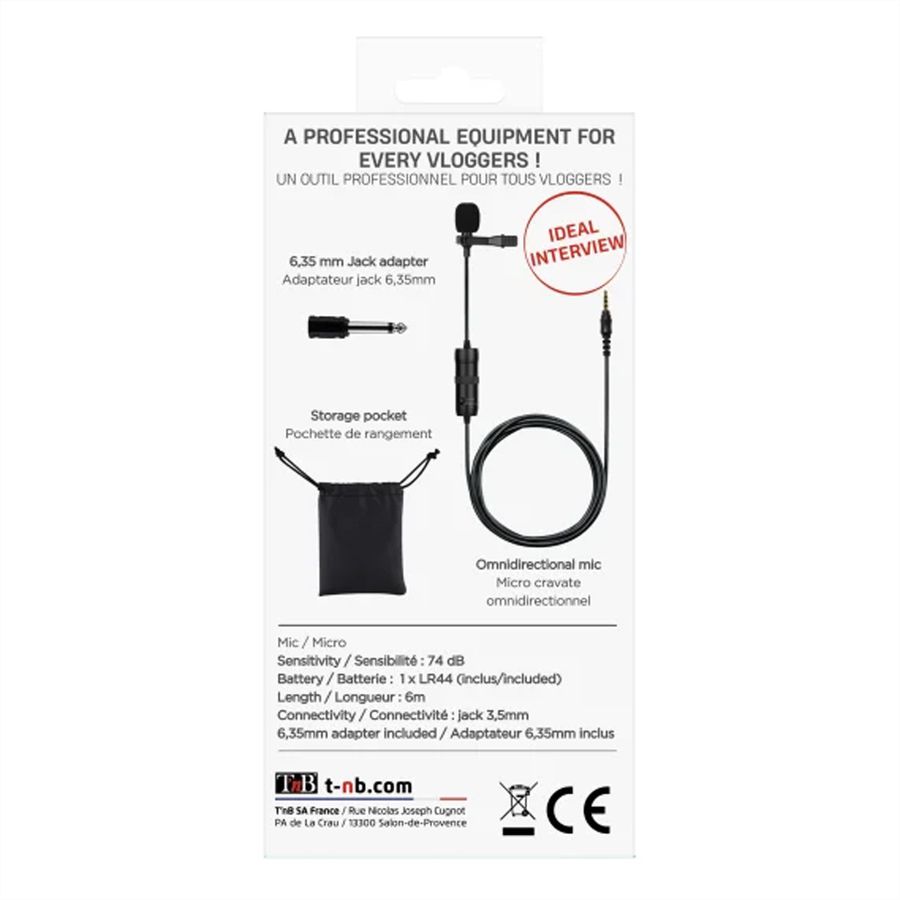 T'nB Influence Clip Microfon 360°, 3,5 mm Jack