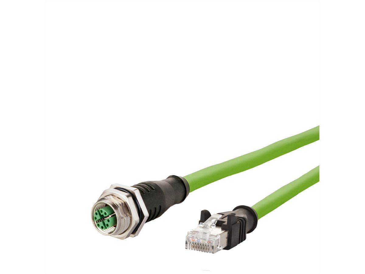 METZ CONNECT Verbindungsleitung M12 BU-RJ45 ST, 8-pol X-kodiert, gerade-gerade, 10 m
