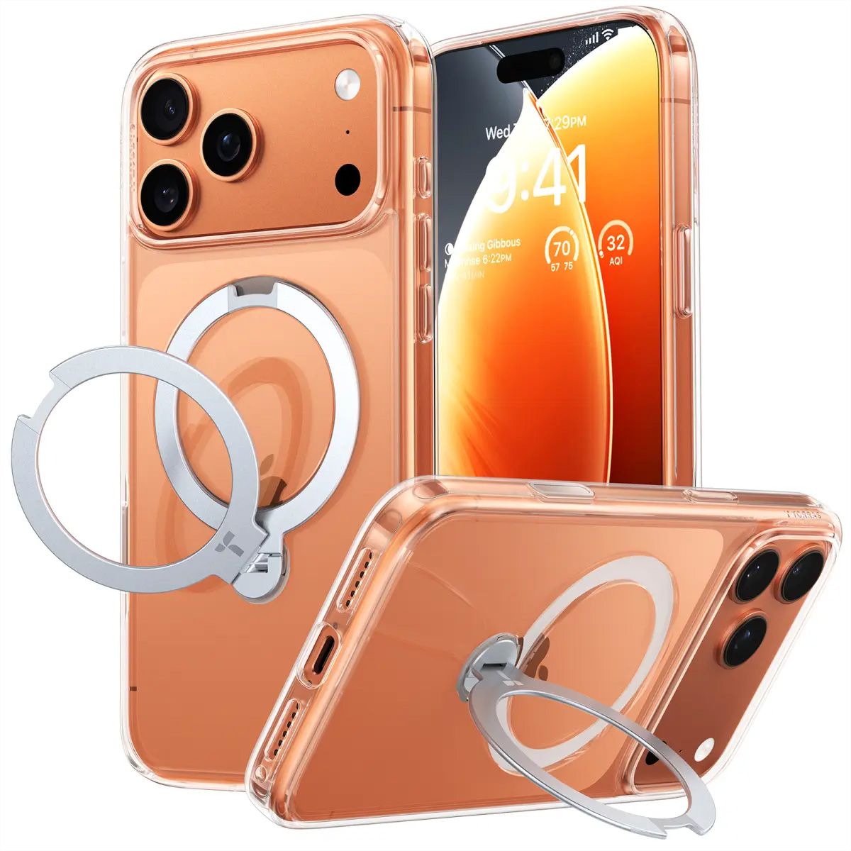 Torras Ostand 360° Case, iPhone 17 Pro, MagSafe, transparent