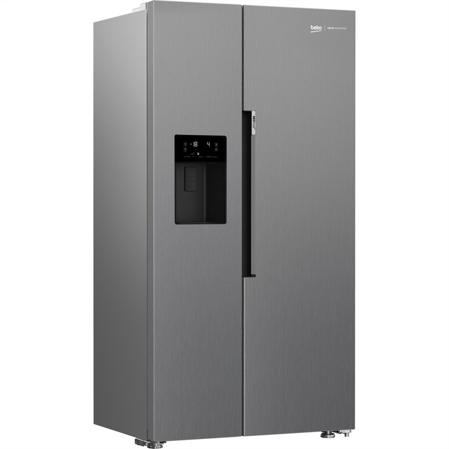 BEKO Side by Side GN162341PTCHN, 525l, No Frost, argent, Distributeur d'eau avec Ice
