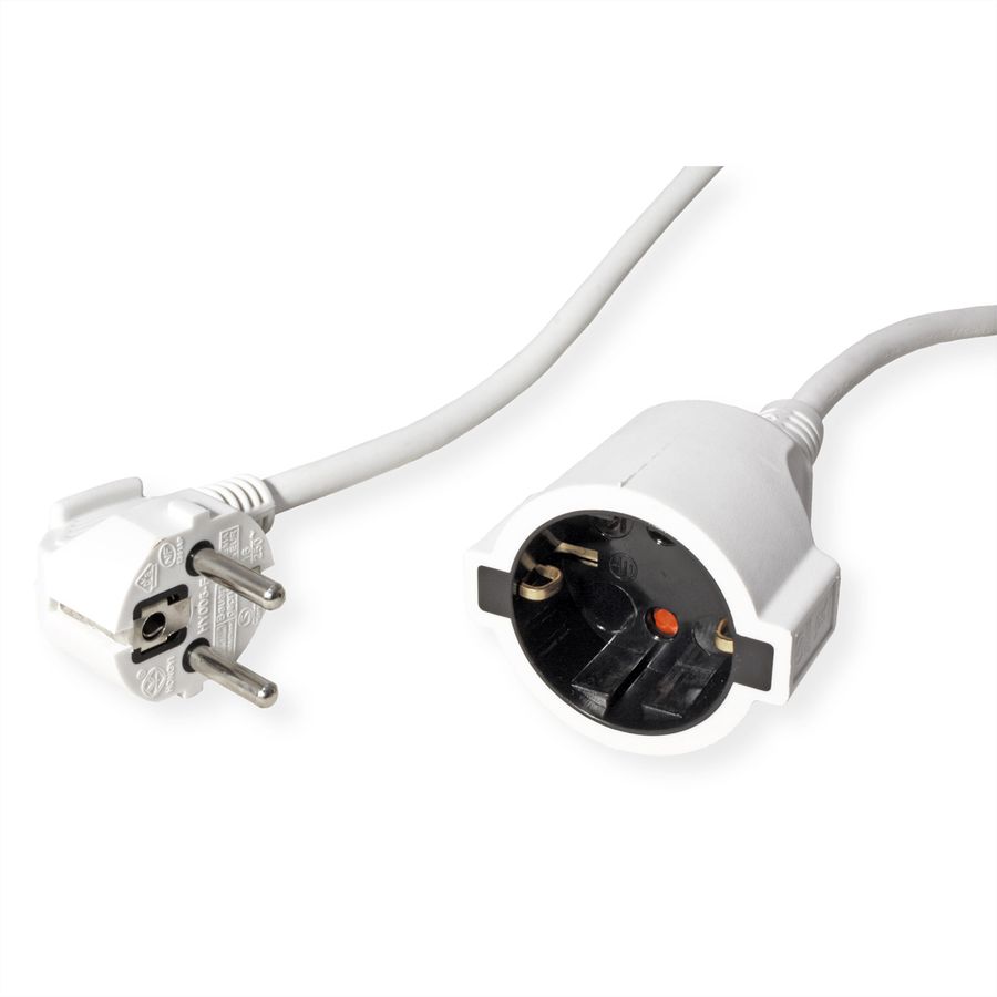 BACHMANN AC230V Câble prolongateur, prises type 2P+T allemand, blanc, 10 m