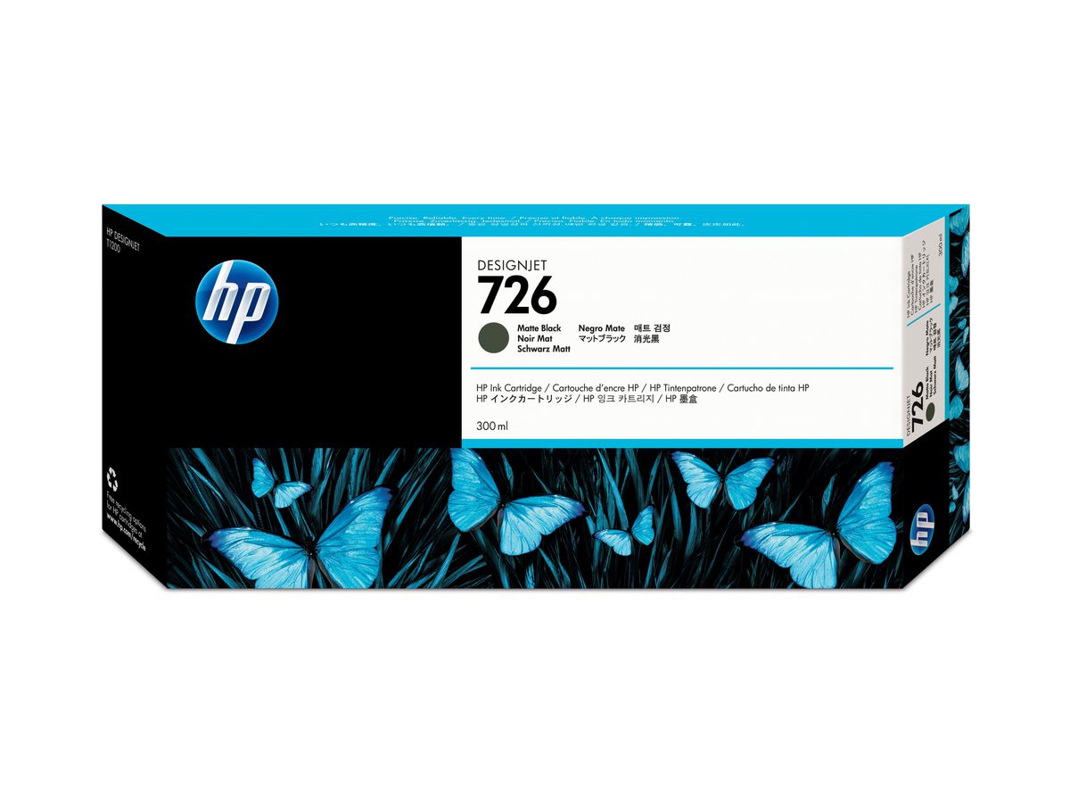 HP 726 cartouche d'encre DesignJet noir mat, 300 ml