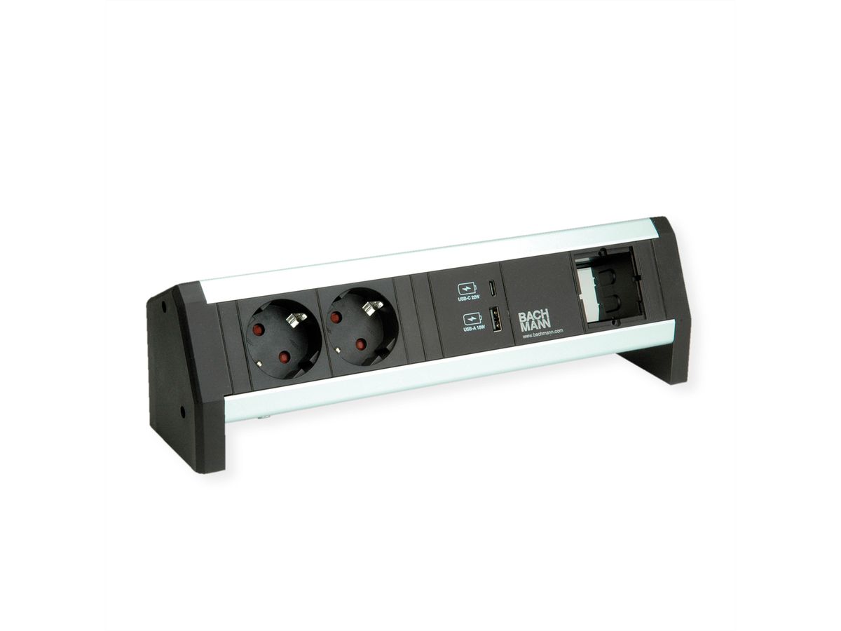 BACHMANN DESK 2x contact de protection USB A&C