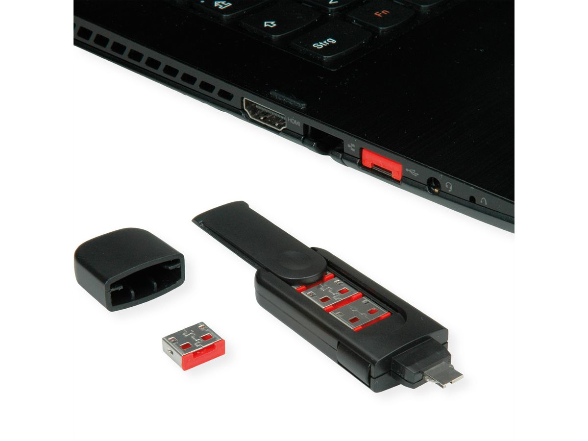 ROLINE USB Typ A Port Blocker, 4x Schloss und 1x Schlüssel