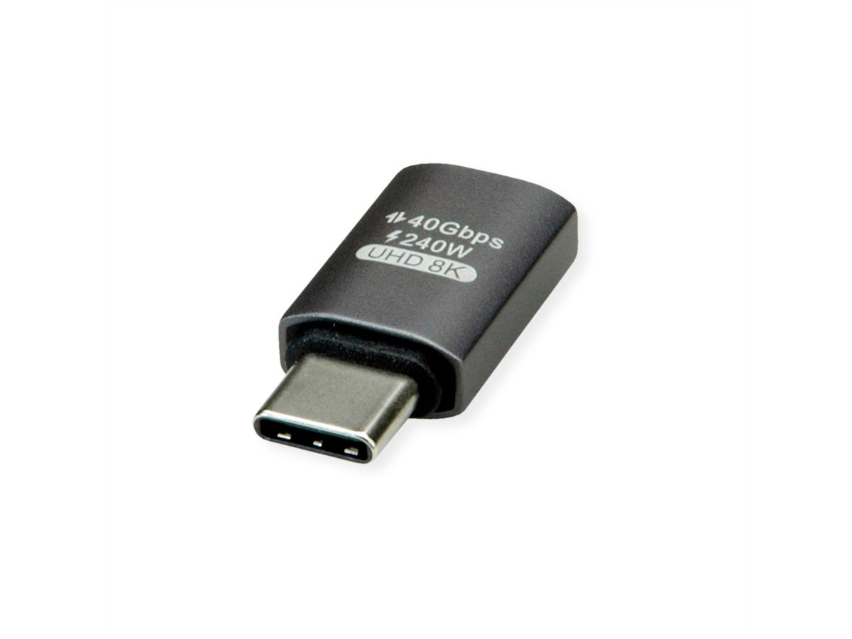 ROLINE USB4 Gen 3x2 Adapter Typ C ST/BU, Aluminium, gerade, silberfarben