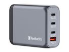 Verbatim GaN 4 Port Charger 100W, 3x USB-C, 1x USB-A, EU+UK Adapter