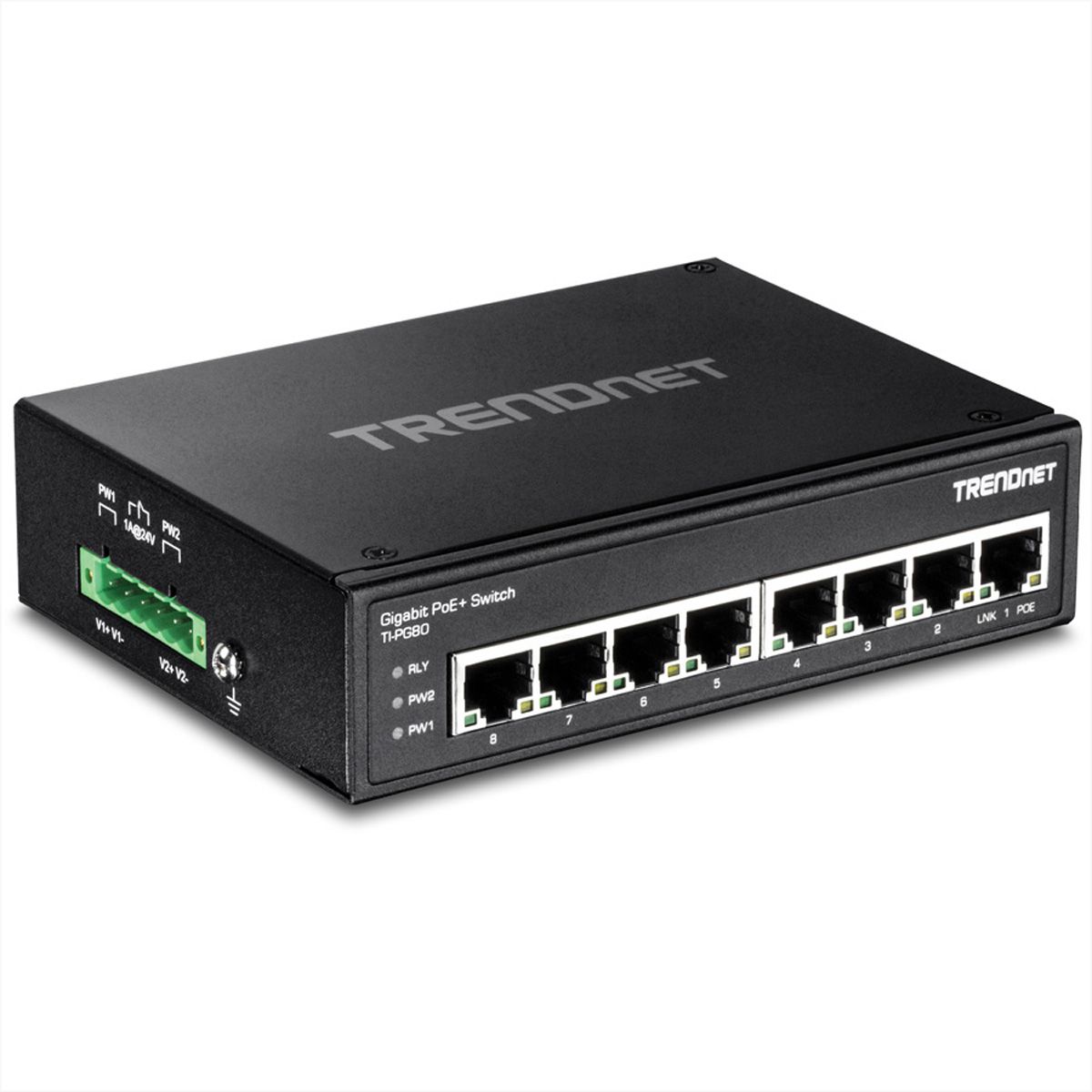 TRENDnet TI-PG80 8-Port Gehärteter Industrieller Gigabit PoE+ DIN-Rail Switch