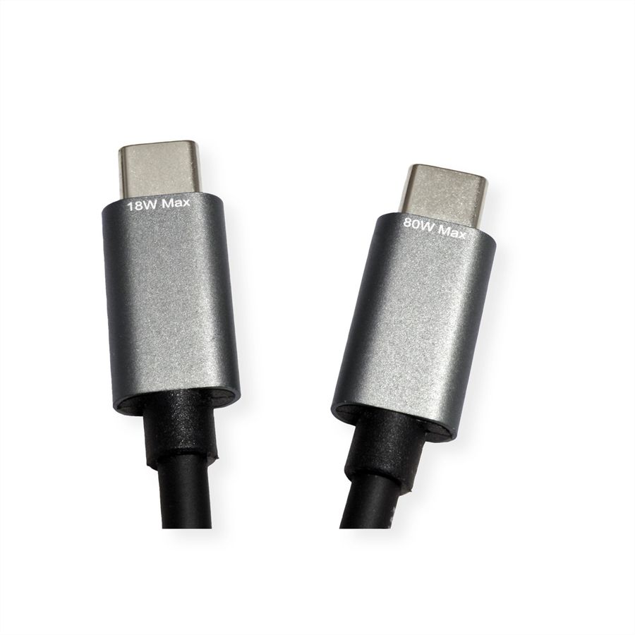 ROLINE Câble de chargement Y - Splitter, USB-C vers 2x USB-C, M/M, max. 100W, noir, 1,85 m