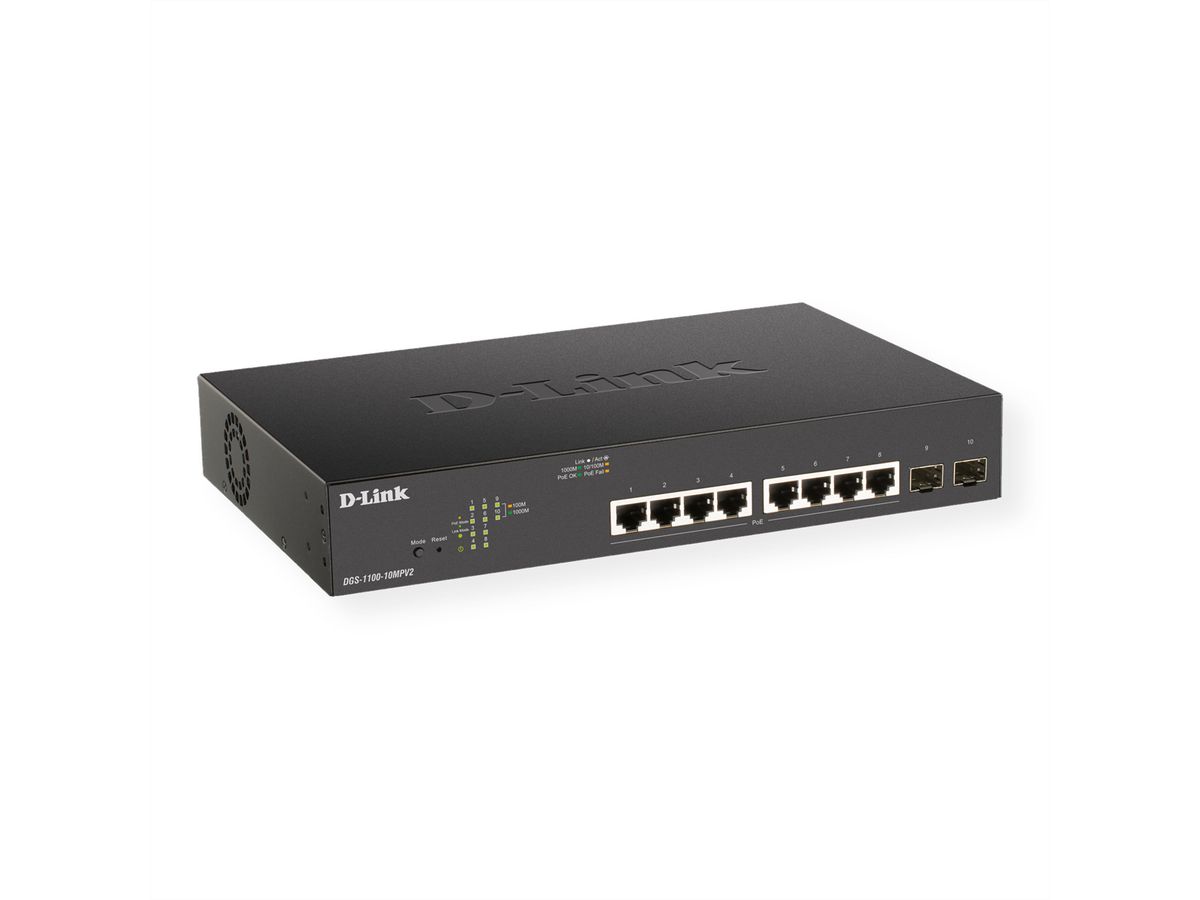 D-Link DGS-1100-10MPV2 10-Port PoE+ Gigabit Smart Switch 130W