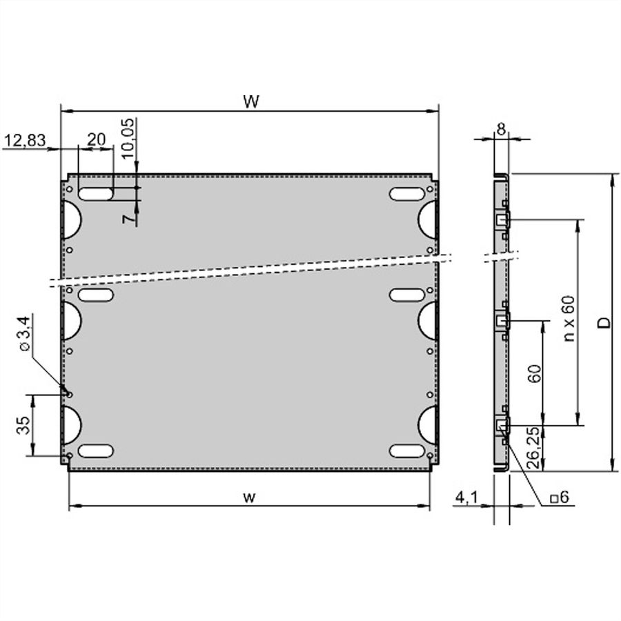 SCHROFF Montageplatte Standard - MONTAGEPLATTE 160T 28TE