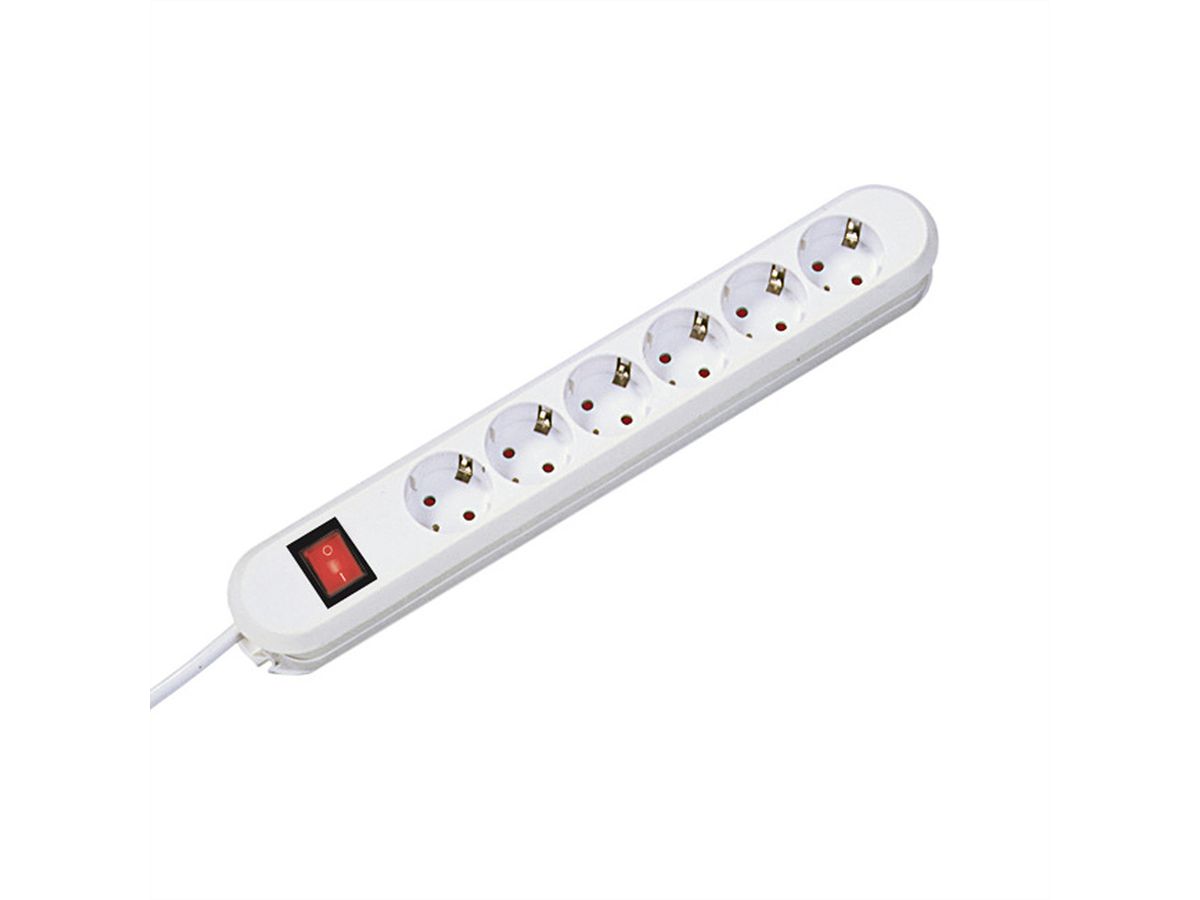 BACHMANN Prise multiple, 6x, interrupteur, blanche, blanc, 1,5 m