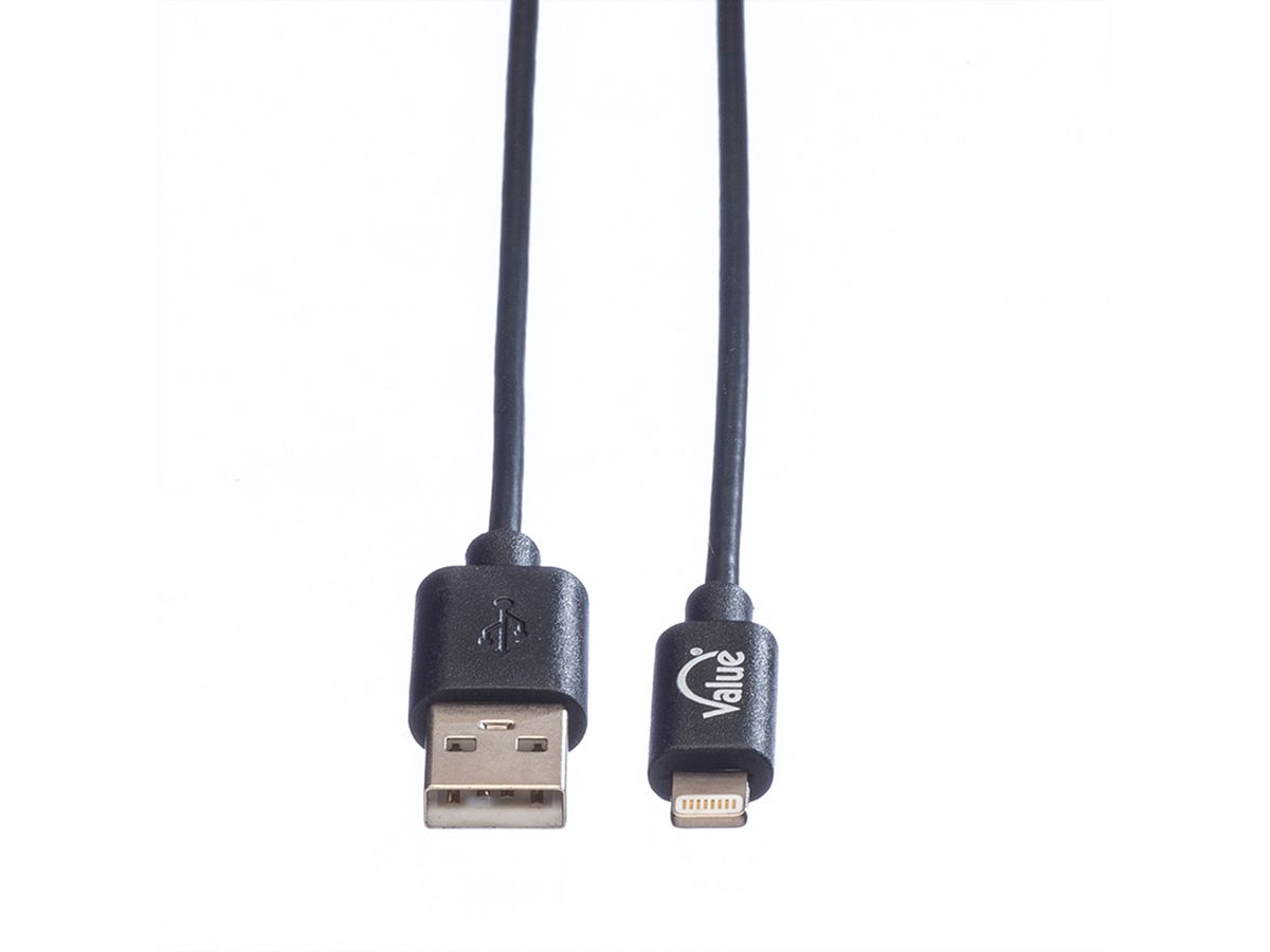 VALUE USB 2.0 Sync- & Ladekabel mit 8pin-Anschluss, 0,15 m