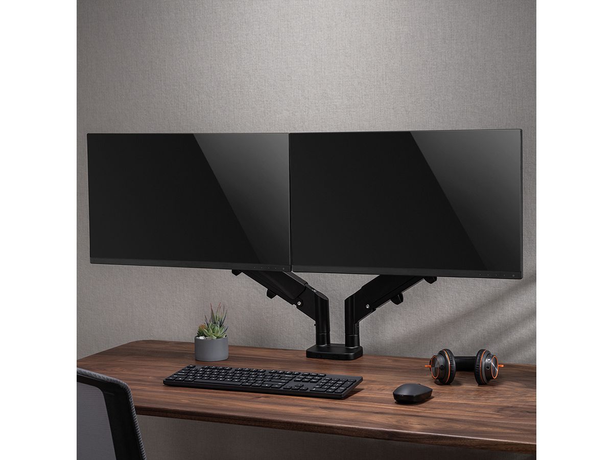 VALUE LCD-Doppelarm, Tischmontage, Platzsparend, Springfeder, 6 Gelenke, 17-32 Zoll, bis 2x 9 kg