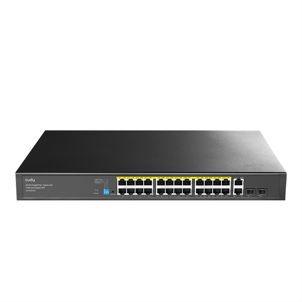 CUDY GS1026PS2 24-Port Gigabit Switch PoE+ mit 2 RJ45 Uplink and 2 SFP 300W