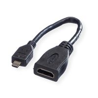 VALUE Câble HDMI High Speed avec Ethernet, HDMI F - Micro HDMI M, 0,15 m