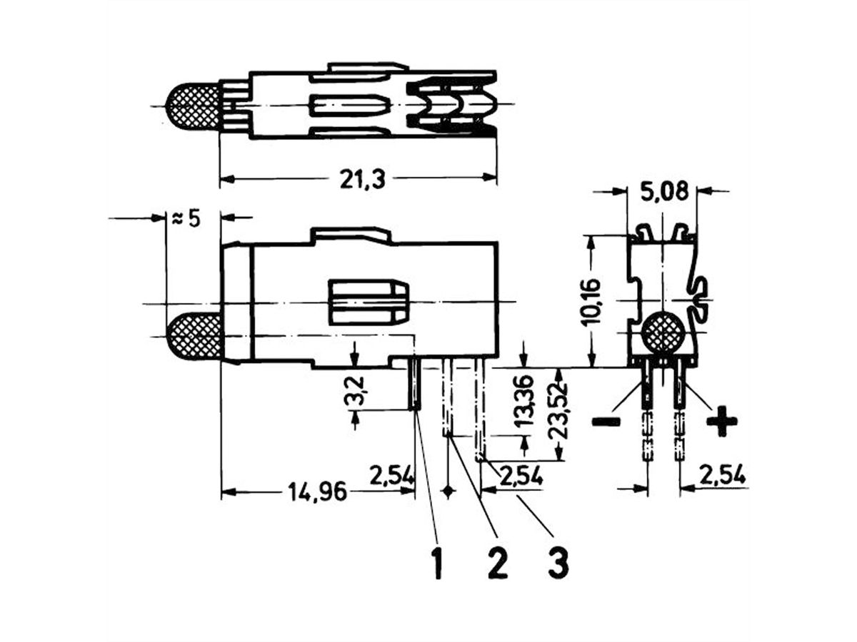 SCHROFF DEL unique Ø 3,2 mm, type long, plan de montage 1, jaune, courant faible