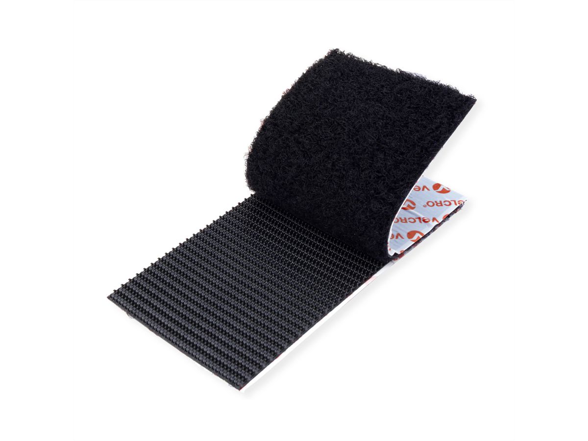 VELCRO® Klettstreifen Extra Stark Selbstklebend, Haken & Flausch 50mm x 100mm x 2 sets Schwarz