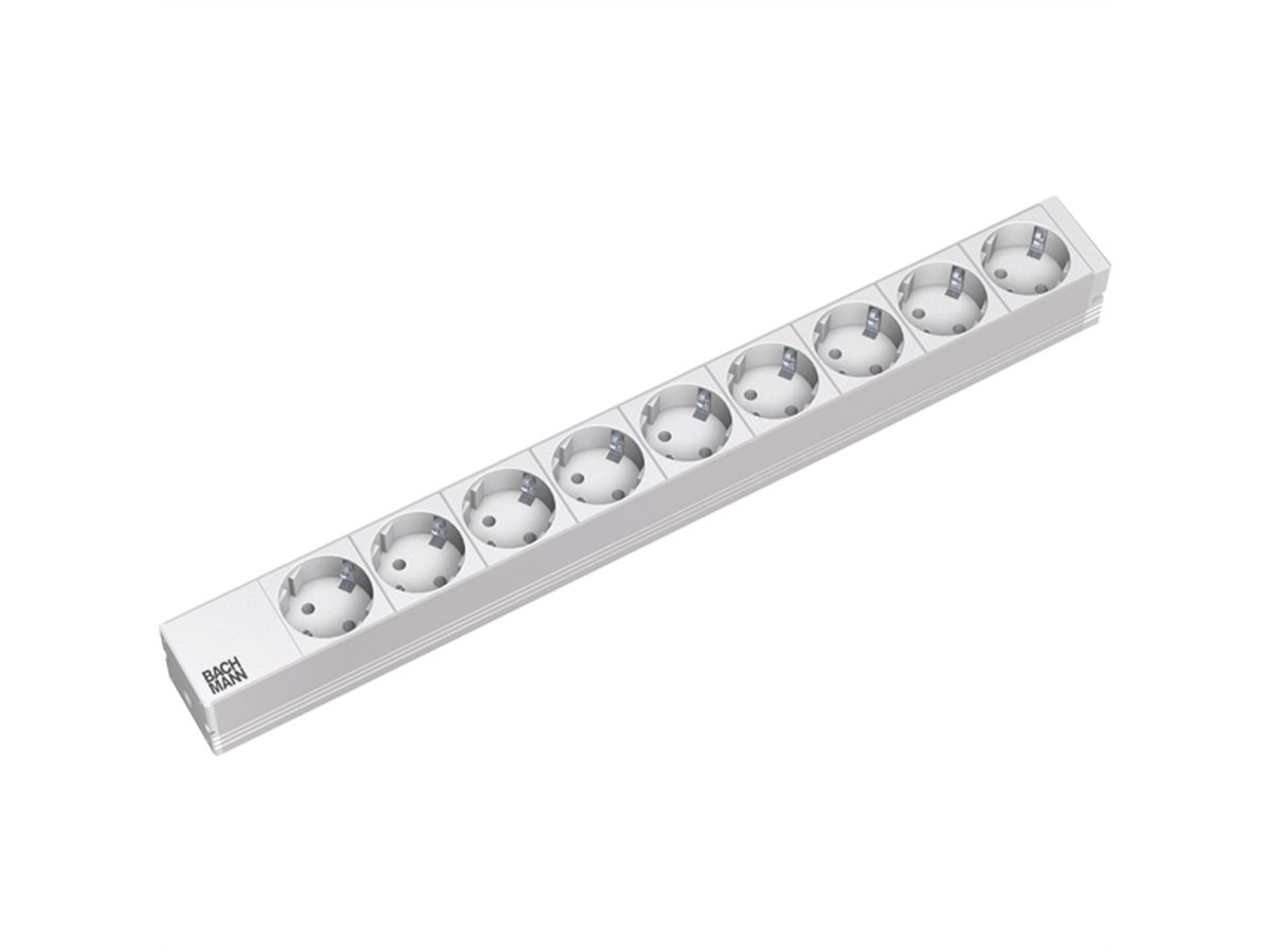 BACHMANN Bâti de prises 19" 9x, sans interrupteur, argent