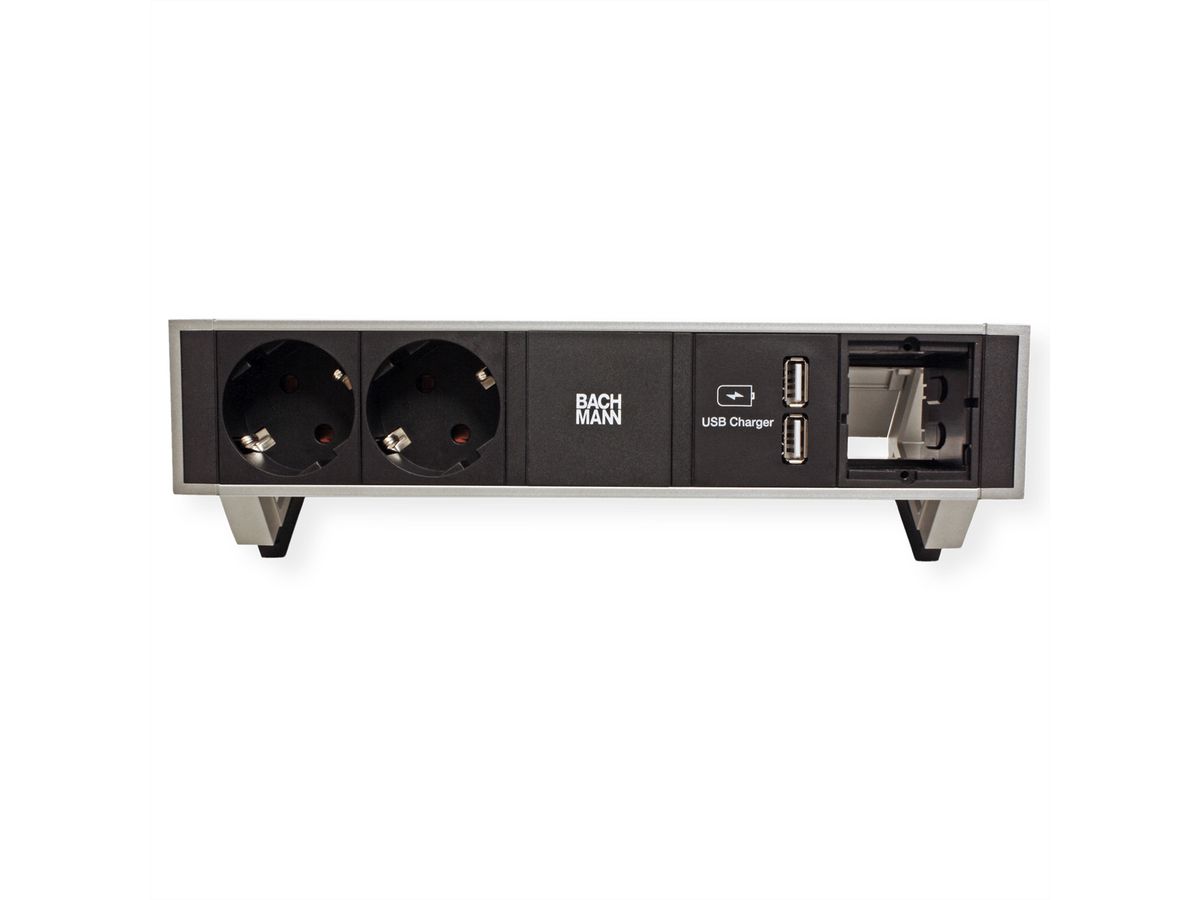 BACHMANN DESK2 2x contact de protection 1x USB-Charger 1x ABD, GST18 Inox