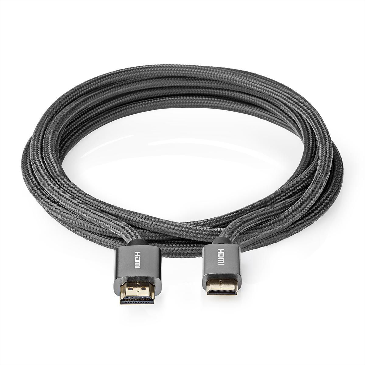 Nedis HDMI High Speed Kabel mit Ethernet, HDMI ST - Mini HDMI ST, grau, 2 m