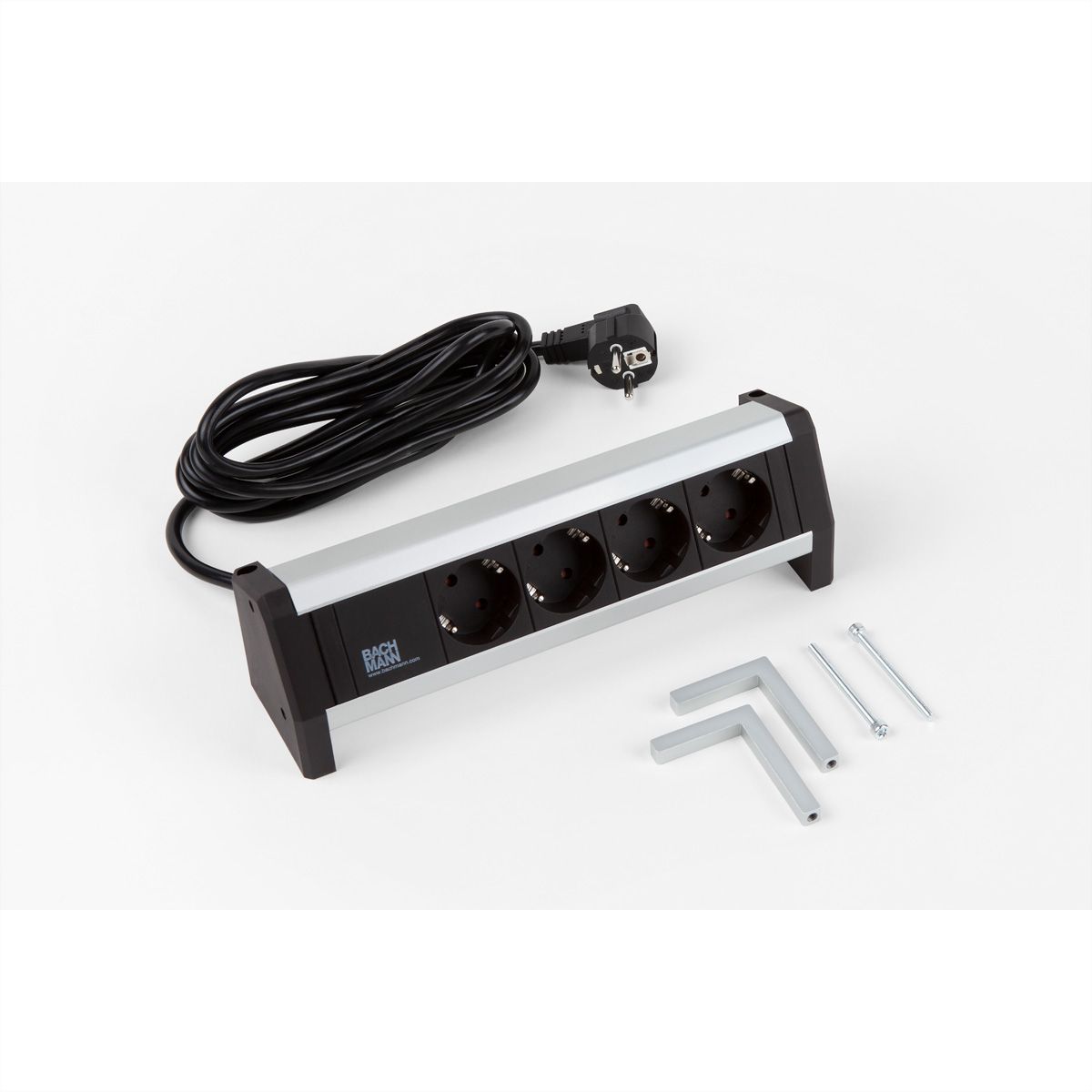 BACHMANN 4x2P+T allemand avec câble fixe 3m, noir, 3 m