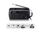 Lenco Radio d'urgence à manivelle MCR-113BK, FM/KW, banque de puissance, lampe de poche