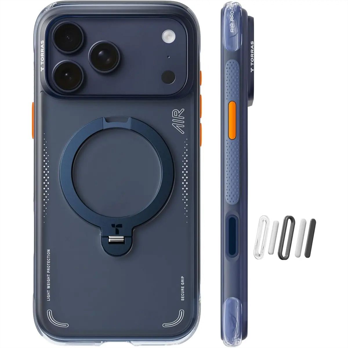 Torras Ostand Q3 Air Case, iPhone 17 Pro, MagSafe, bleu