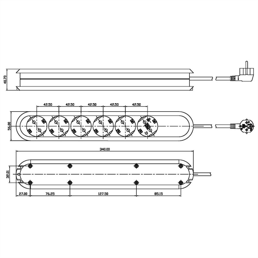 BACHMANN SMART Steckdosenleiste 6x Schutzkontakt, weiß, 5 m