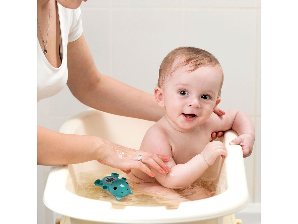 Alecto Baby Badethermometer und Raumthermometer BC-11 Hippo, Nilpferd, grün