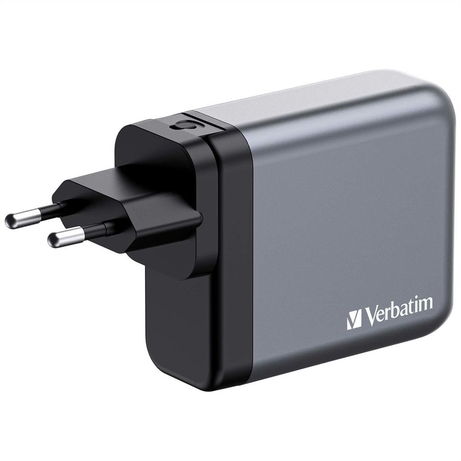 Verbatim GaN 4 Port Charger 140W, 3x USB-C, 1x USB-A, EU+UK Adapter
