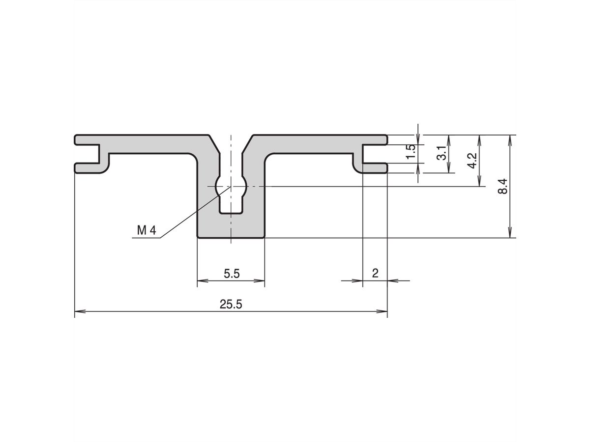 SCHROFF Modulschienen hinten, Typ AB, für Rear I/O Kartenführungen - MODULSCHIENE AB 28TE