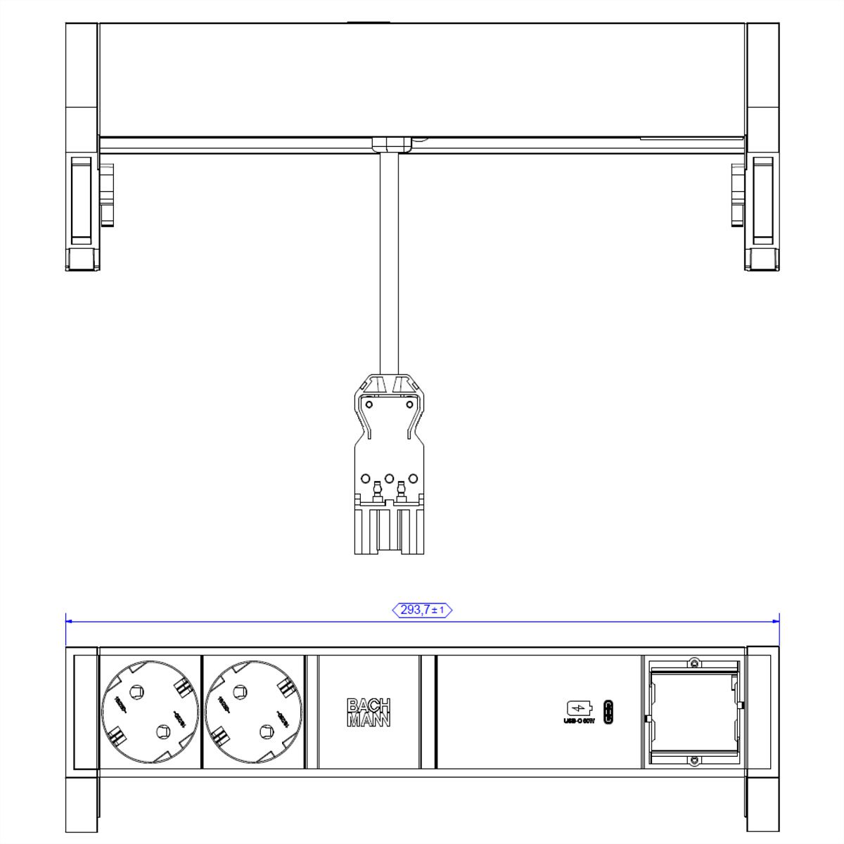 BACHMANN DESK2 2x contact de protection USB C