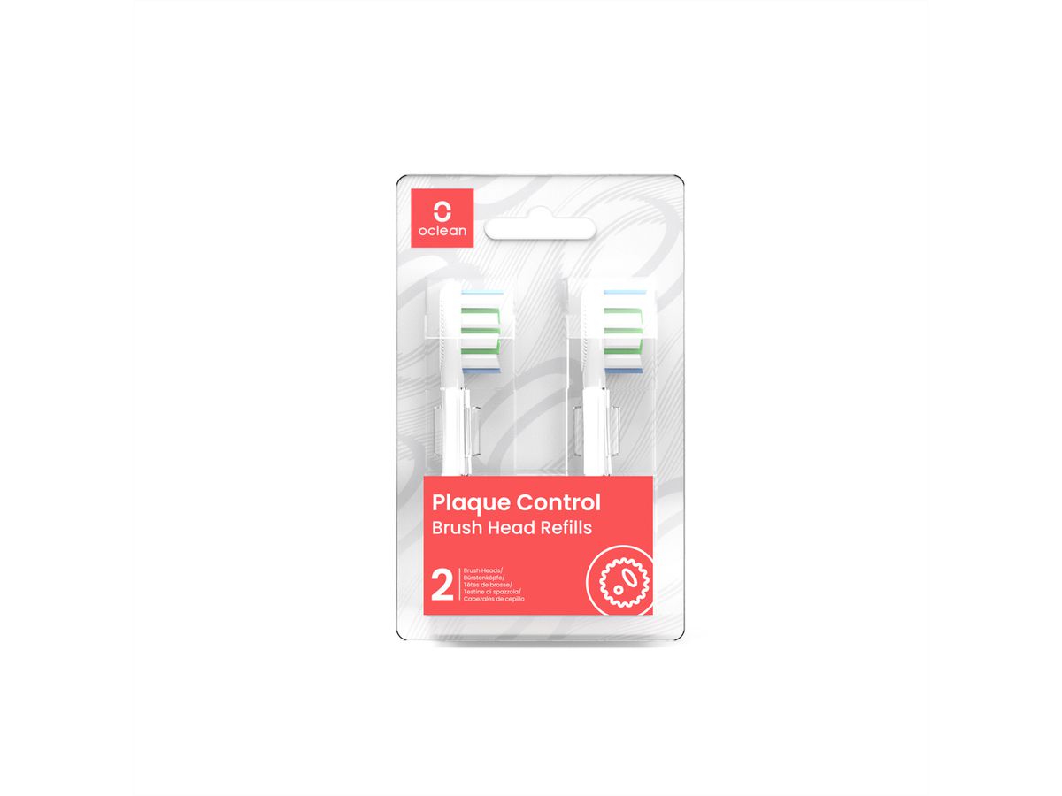 Oclean Ersatzkopf Plaque Control, 2er Pack, weiss