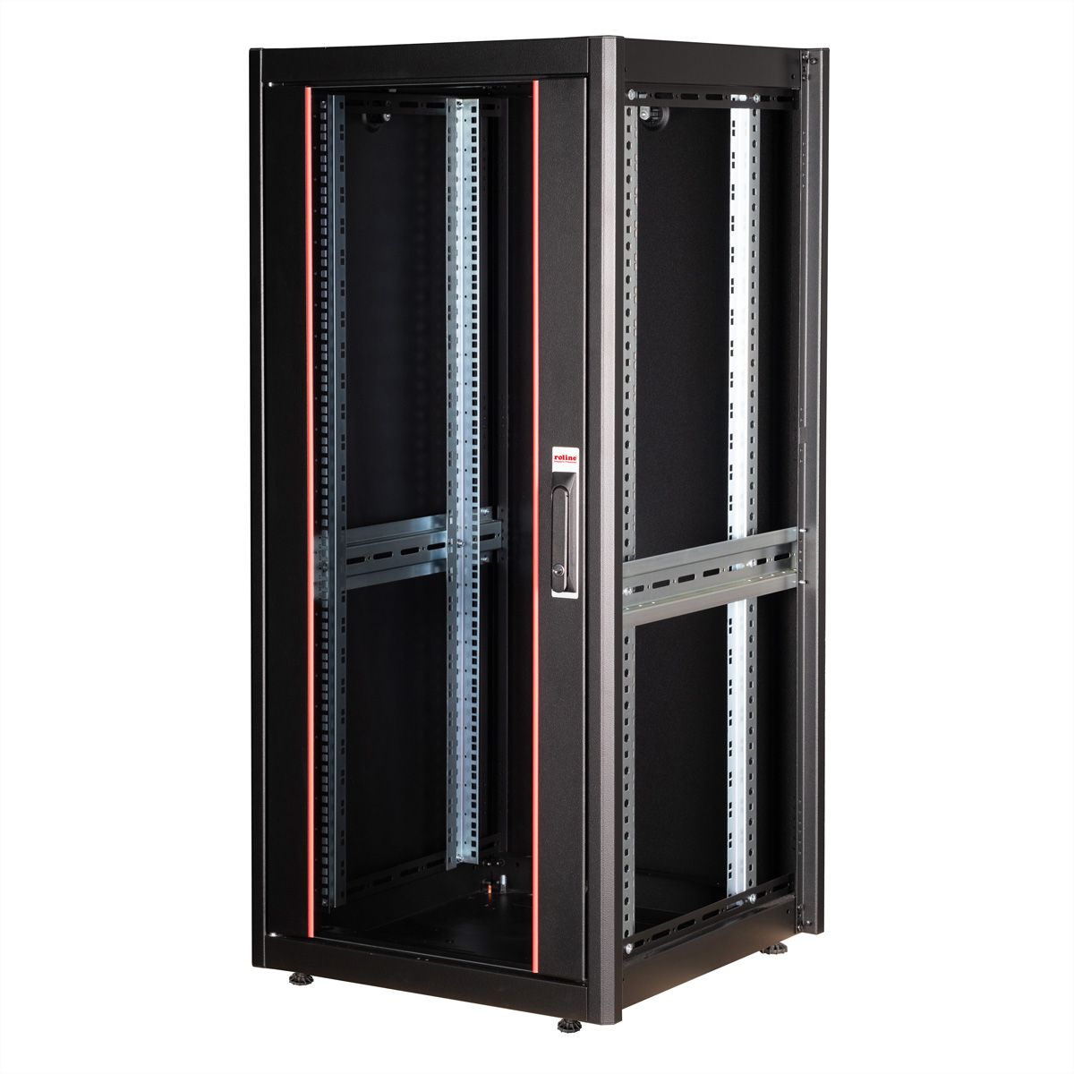 ROLINE 19-Zoll Netzwerkschrank Basic 26 HE, 600x600 BxT Glastür schwarz