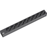 BACHMANN Bâti de prises 19" 9x, sans interrupteur, noir