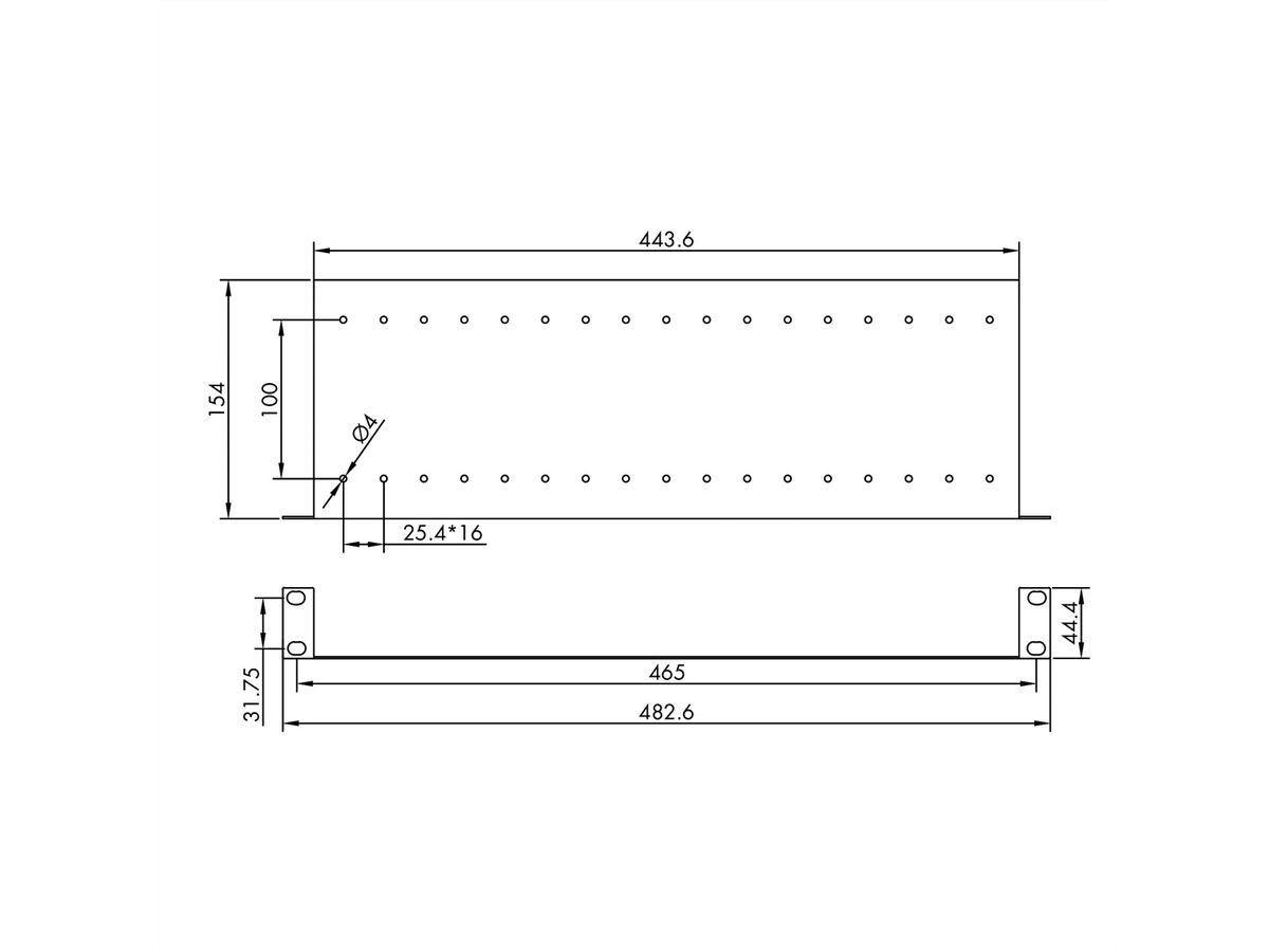 VALUE 19-Zoll-Fachboden mit 2 verstellbaren Teilern, 1 HE, schwarz