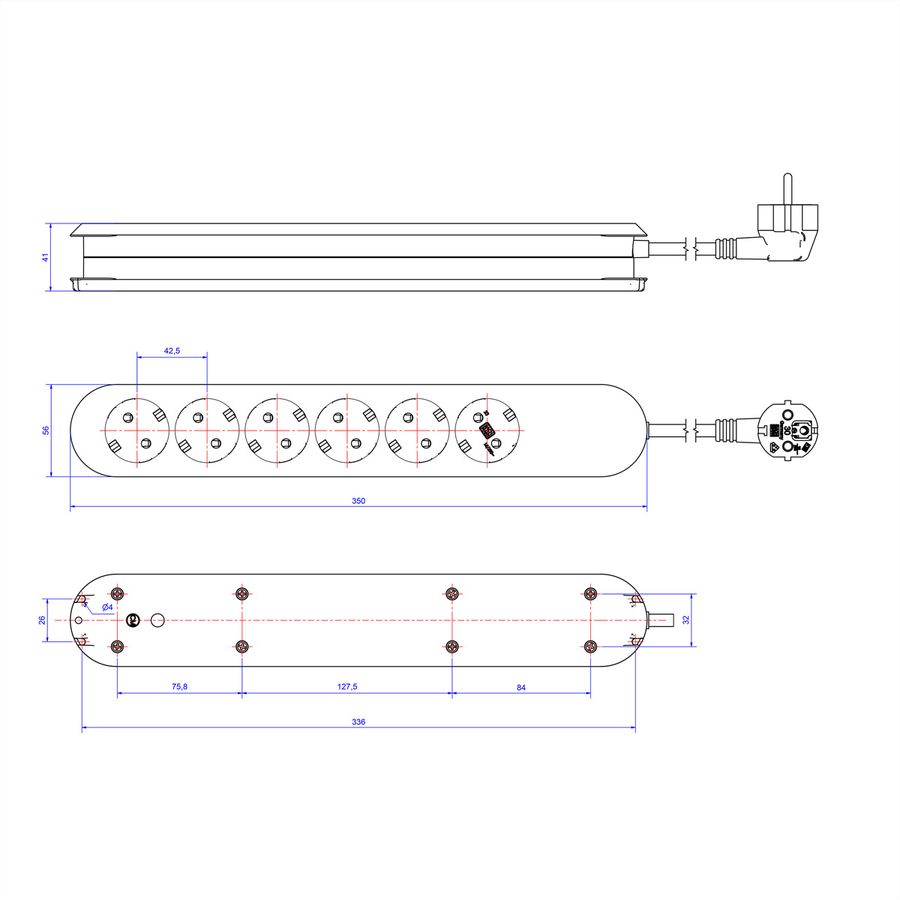 BACHMANN SMART Steckdosenleiste 6x Schutzkontakt, schwarz, 5 m