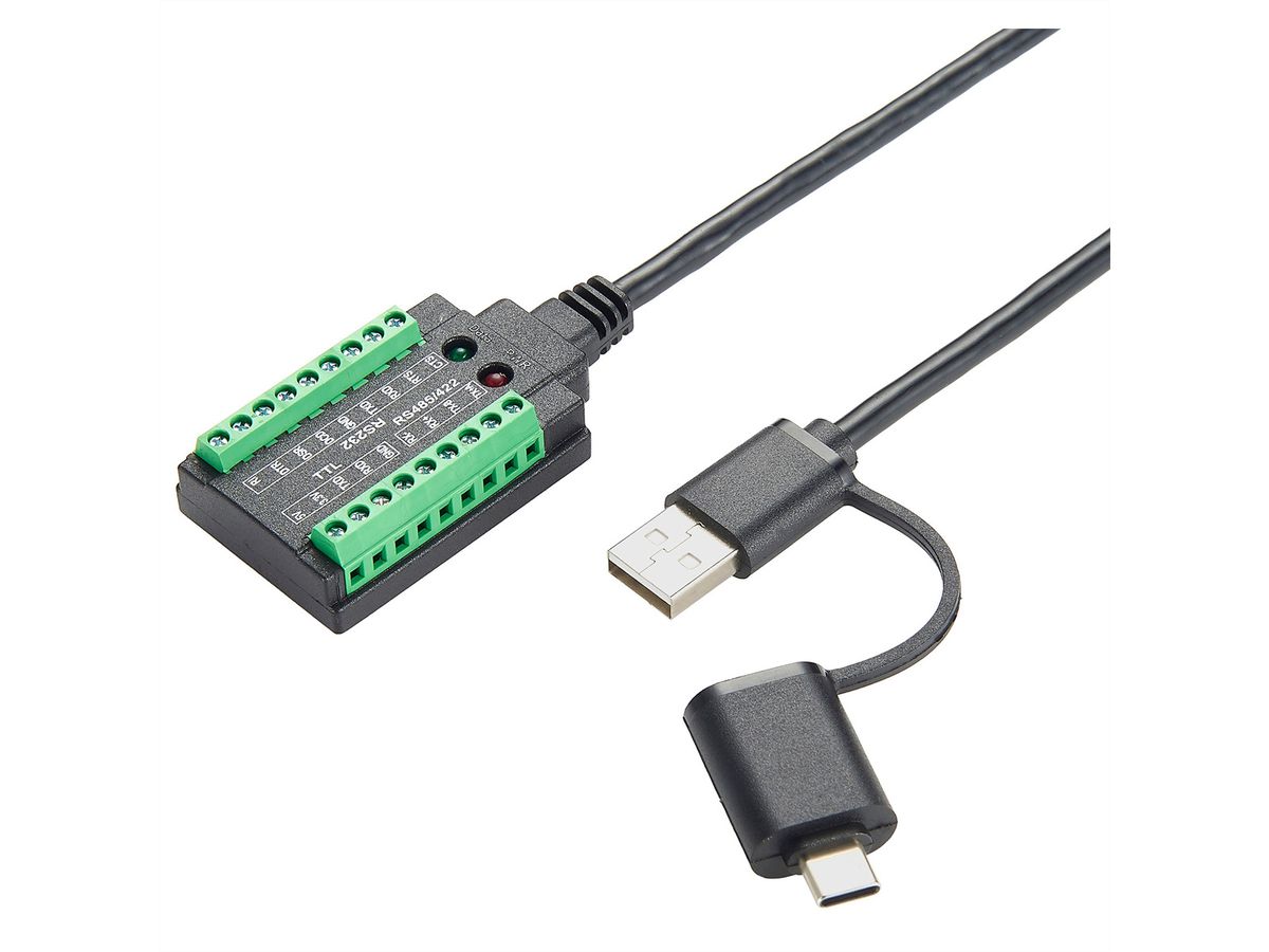 EXSYS EX-13003 Câble USB vers série 1S RS-232/422/485/TTL, bloc terminal, 1.0 m (chipset FTDI)