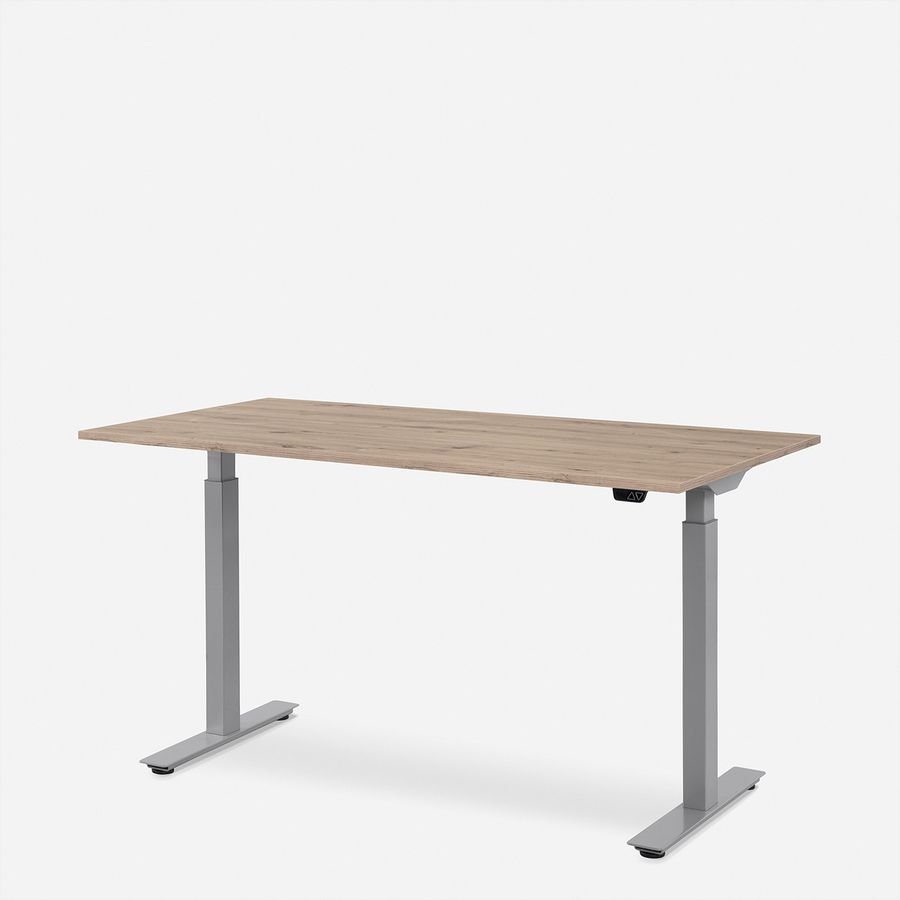 WRK21 Schreibtisch Smart 100 x 60 cm, Höhenverstellbar, Kendal Eiche / Grau