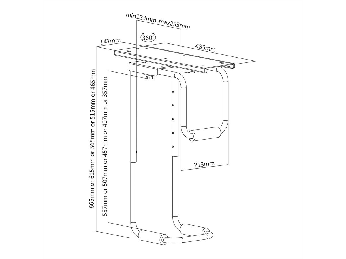 VALUE PC-Halter ausziehbar, drehbar