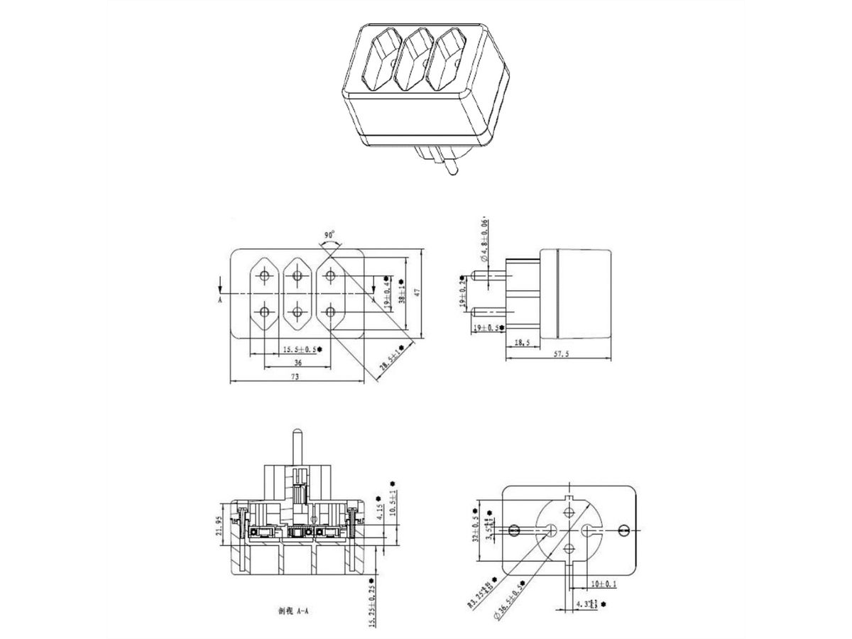 BACHMANN Multistecker 3xEuro, weiß 3x2,5A/230V