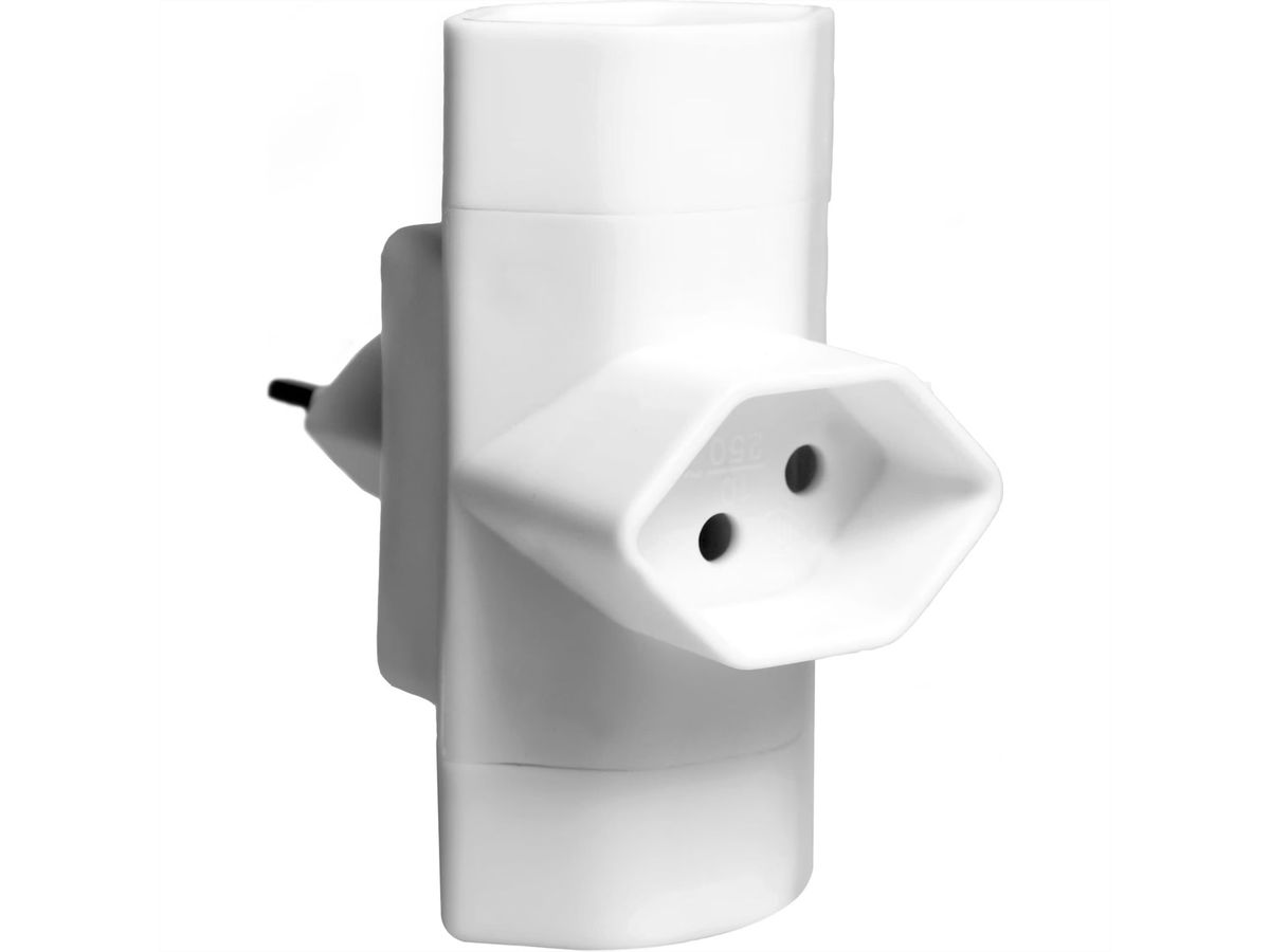 Schönenberger Abzweigstecker, 3xT13 vertikal, Stecker T12, weiss